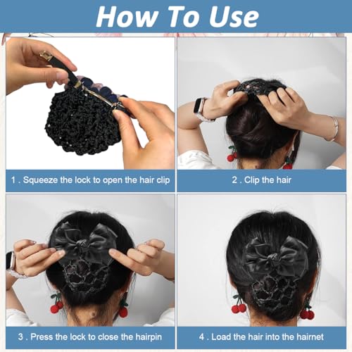 PALAY® Hair Buns Clip Bow Bun Nets Maker Lace Rose Accessories for Women Spring Snood Net Work or Daily Dancer Nurse Accessory 2 PCS PALAY® Hair Buns Clip Bow Bun Nets Maker Lace Rose Accessories for Women Spring Snood Net Work or Daily Dancer Nurse Accessory 2 PCS